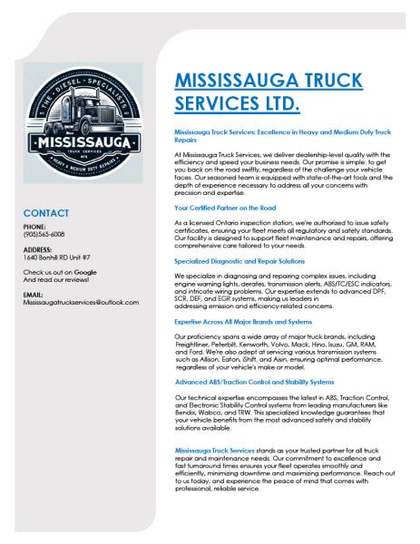 Mississauga Truck Services