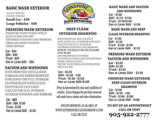 Sunshine Auto Detailing Oshawa